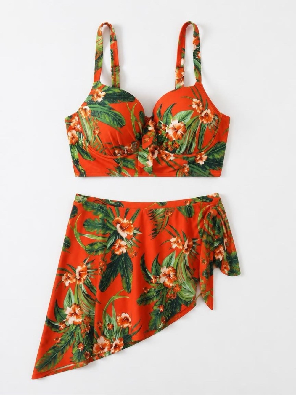 Torrid Orange Tropical Floral Bikini Skirt Set - Picture 2 of 15